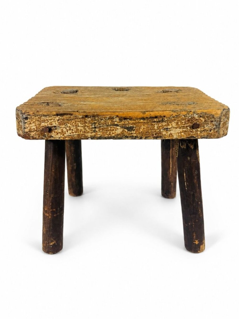 Milking Stool French Style Peg Leg Antique Wood Farmhouse Primtive Rustic Home